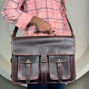 Sac à main décontracté de grande capacité pour le bureau et le voyage Porte-documents en cuir véritable Sac à bandoulière multi-compartiments pour hommes - Product Image 5