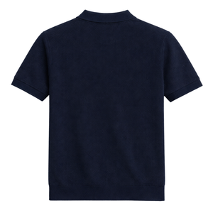 Polo de Punto Azul Marino Clásico para Hombre, Manga Corta, Corte Ajustado Informal, Transpirable, Moda Ejecutiva, Prenda de Alta Calidad - Product Image 3