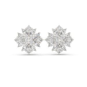 Purecarat oro amarillo Nakshatra diamante flor Stud pendientes joyería elegante para mujer - Product Image 4