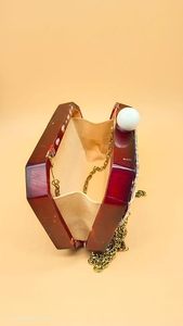 Elegant Evening Clutch Purse, Resin with Crystal and Pearl Embellishments, Gold <b>Flower</b> Clasp - Product Image 4