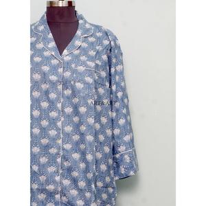 ชุดเดรสผ้าฝ้ายอินเดียพิมพ์ลายด้วยมือสุดหรูสำหรับผู้หญิงและเด็กผู้หญิง คอวีลึก ชุดเจ้าสาว เสื้อเชิ้ตยาวปานกลาง ติดกระดุม สไตล์ใหม่ ทรงเข้ารูป - Product Image 2