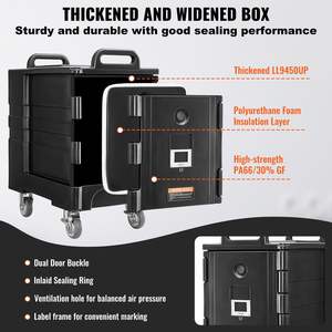 Caja de platos de catering aislada apilable 81QT Plato de frotamiento 81QT para camiones de comida Portador de bandejas de alimentos aislado - Product Image 4
