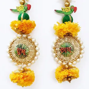 Handmade Yellow <b>Flower</b> <b>Wall</b> Hanging with Tassels for Indoor Wedding Decor Traditional Entryway Decoration - Product Image 5