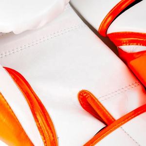 Guantes de Boxeo Profesionales Naranja y Blanco, Personalizados, 100% Cuero Genuino, Alta Calidad, Guantes de MMA para Adultos, con Cierre de Gancho y Bucle, Guantes de Sanda - Product Image 3