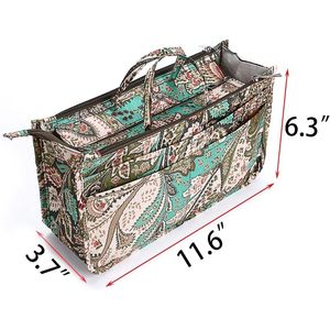 Organizer per Borsa a 13 Tasche ad Alta Capacità con Manico, Nuova Stampa Interna a Motivo Pavone - Accessorio per Borsa da Donna - Product Image 3