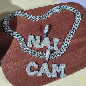 Collier pendentif de luxe en moissanite et diamant « CAM » en argent, bijoux hip-hop, vente en gros - Product Image 5