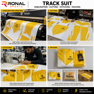 RONAL SPORTS Men's Yellow White Color Blocking Tracksuit Full Sleeve Stand Collar Sporty Jogging <b>Suit</b> With Side Pockets - Product Image 5