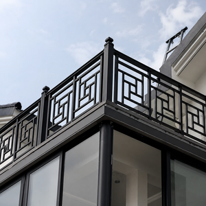 Modern Black Geometric Iron Balcony Stair Railing Powder Coated Outdoor for Hotel and Villa House Design - Product Image 4