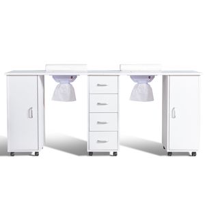 Tavolo da Manicure Doppio in Marmo con Aspiratore Elettrico e Poggiapolsi per Salone di Bellezza e Spa - Product Image 3