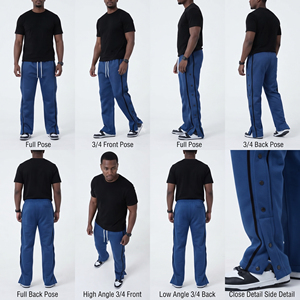 Pantalon Homme en Molleton Épais Tricoté avec Cordon de Serrage à la Taille, Boutons Latéraux, Écologique, Respirant, Style Urbain, Logo Personnalisé - Product Image 5