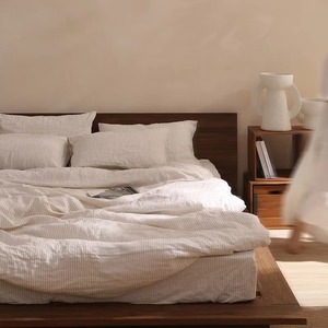 Ensemble de housse de couette en lin rayé, coloré, standard, délavé, à carreaux gingham, vente en gros - Product Image 2