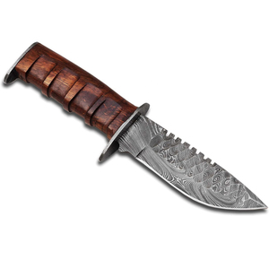 Couteau de chasse artisanal en acier Damas, lame pointue, manche en bois, épaisseur 0,6 mm, qualité DIY, prix de gros - Product Image 2