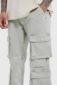 Custom <b>Blank</b> Heavyweight Cordura Quick Dry Low Waist Regular Fit Men's Casual Button Straight Wide Leg Pants - Product Image 3