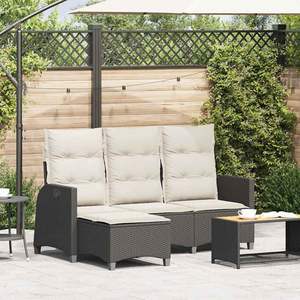 Canapé de jardin inclinable en rotin PE noir - Product Image 1
