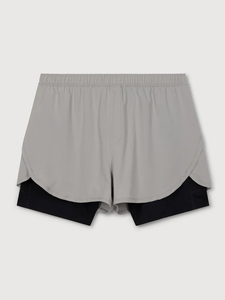 Shorts de course légers et respirants pour hommes 2-en-1, gris clair, séchage rapide, polyester/nylon, coupe régulière, doublure intérieure noire - Product Image 3