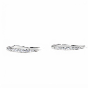 Boucles d'oreilles rampantes courbées en or massif 10K 14K 18K avec diamant de laboratoire taille ronde et barre en croissant, bijoux de mariée élégants et raffinés - Product Image 2