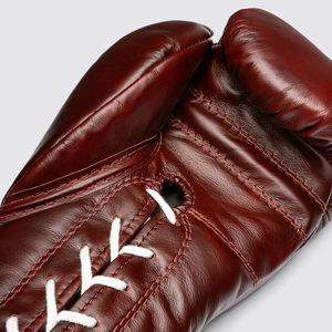 Fabrication directe en usine de gants de boxe Fly marron en cuir de vachette véritable, gants de boxe professionnels 14 oz, gants de boxe Fly à lacets. - Product Image 5
