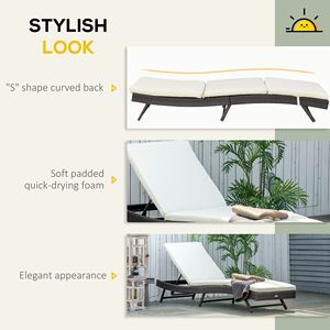 Moderna Sedia a Sdraio Bianca da Esterno in Vimini con Schienale Regolabile in Rattan PE e Cuscino Confortevole per Hotel e Bordo Piscina - Product Image 4