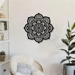 CIFbuy Grande Scultura da Parete Boho Chic con Mandala Floreale, Arte Geometrica 3D in Ferro, Scultura Artigianale da Appendere per Soggiorno - Product Image 5