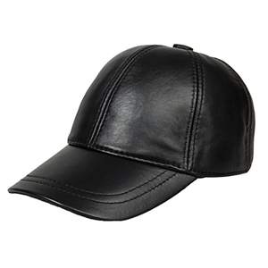 Casquette de baseball en cuir véritable structurée à 6 panneaux avec sangle réglable pour hommes et femmes - Product Image 5