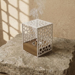 Brûleur d'encens en argent fait main avec base en marbre, design floral, style religieux arabe, brûleur de Bakhoor - Product Image 6