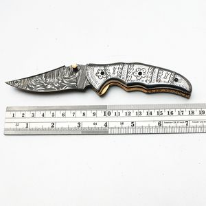 Couteau de poche pliant personnalisé en acier Damas, manche G10 Micarta, haute qualité 58HRC, utilitaire extérieur, avec étui en cuir – Fournisseur - Product Image 6