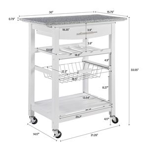 Carrello da Cucina Mobile con Isola, Cassetto e Cesto Portaoggetti Estraibile in Rete - Product Image 2
