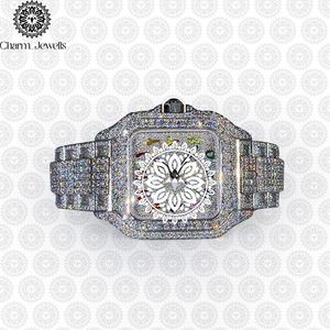 Charm_Jewells Luxury Women's Square Stainless Steel <b>Watch</b> <b>Diamond</b> Encrusted Sapphire Crystal Analog Quartz Movement - Product Image 1