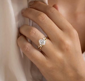 2.15 CT Oval Cut Lab-Grown Diamond Engagement Ring 14k Solid Yellow Gold Ring Brilliant Cut 1.8 MM Straight Band - Product Image 4