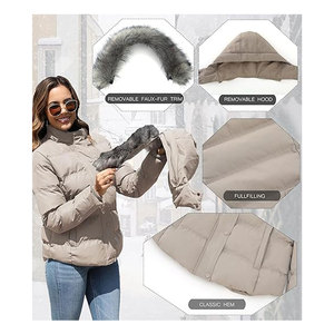 เสื้อโค้ทกันหนาวมีฮู้ดสำหรับผู้หญิง ไซส์มาตรฐานและไซส์พลัส แบบหนาบุใยสังเคราะห์  เสื้อแจ็คเก็ตกันหนาวสำหรับอากาศหนาว  แบบลำลอง - Product Image 2