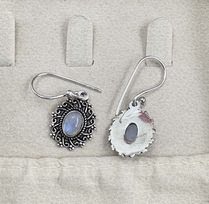 Classic <b>Hook</b> Style Brass Dangle <b>Earrings</b> 925 Silver Plated Moonstone <b>Earring</b> Fashion Statement Jewelry - Product Image 3