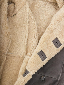 Men's Brown Genuine Leather <b>Waterproof</b> Breathable Eco-Friendly Moto <b>Jacket</b> Stand Collar Zipper Closure Slim Fit <b>Winter</b> Wear - Product Image 5