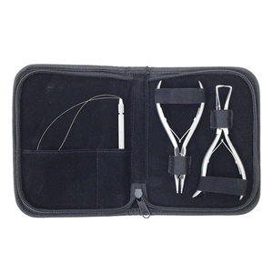 Pince à extensions capillaires incurvée en acier inoxydable et outils à boucles pour l'application de micro-anneaux pour le coiffage en salon - Product Image 3