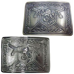 Hebilla de cinturón para kilt escocés clásico de las Tierras Altas, con león rampante, acabado antiguo/cromado, venta al por mayor 2026 - Product Image 1