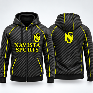 เสื้อฮู้ดซิปผู้ชาย Navista Sports สีดำทอง ลายเรขาคณิต ทรงปกติ ระบายอากาศได้ดี ผลิตจากผ้าโพลีเอสเตอร์ถัก ดีไซน์สปอร์ต เหมาะสำหรับใส่ในฤดูใบไม้ร่วง - Product Image 4