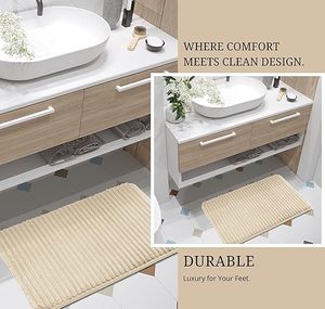 Tapis de sol personnalisé en velours côtelé rayé, super absorbant, antidérapant, en mousse à mémoire de forme, pour salle de bain et cuisine - Product Image 6