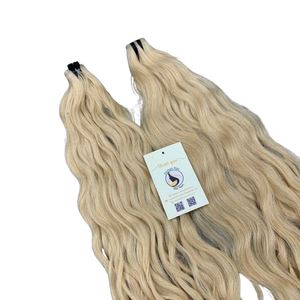 Recién llegado, extensiones de cabello humano vietnamita Remy virgen dibujado doble, trama plana ondulada Natural en Color Rubio - Product Image 1
