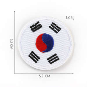 Parche Bordado Personalizado de Corea, Parche Bordado de la Bandera de Corea de Alta Calidad en Forma Redonda, Parches para Coser o Planchar - Product Image 2