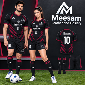 Conjunto de Camiseta de Fútbol Rosa y Azul Sublimada con Cuello en V, Manga Corta, Uniforme Transpirable de Poliéster para Adultos Unisex para Todas las Temporadas - Product Image 5