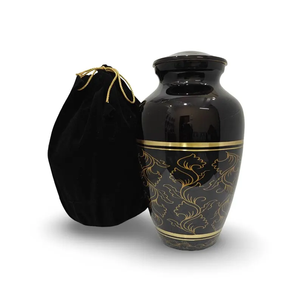 Black Gold Brass Cremation Urn Adult Ashes Keepsake <b>Vase</b> <b>Memorial</b> Funeral Supply Custom Design - Product Image 1
