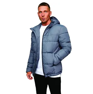 Custom Manufacturer OEM Design 100% Polyester Grey Full Zip Core Tech Puffer Jacket with Padded Lining