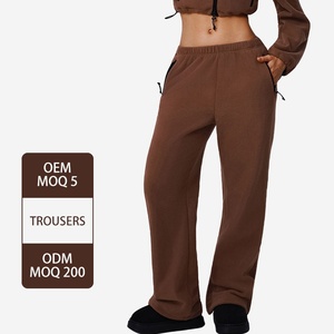 Pantalon de sport décontracté taille haute brossé pour femme, coupe droite ample amincissante, idéal pour la course en extérieur – Collection Automne Hiver - Product Image 4