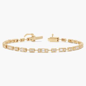 Diamond <b>Bracelet</b> with 0.6 CTW Round and Baguette Cut Lab-Grown Diamonds in 14K Yellow Gold Bezel Setting - Product Image 4