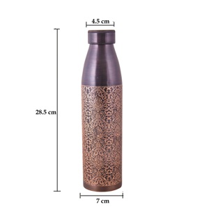 Antique Finish Pure <b>Copper</b> <b>Bottle</b> with Artistic Etching Perfect for Health <b>Drinking</b> and Premium Gifting - Product Image 5