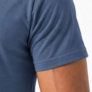 T-shirt classique bleu ardoise pour homme à manches courtes, col rond, décontracté, doux, pour le quotidien, haut basique, vêtement personnalisé, vente en gros - Product Image 5