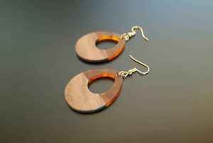 Pendientes de Resina Vintage con Gancho Francés, Diseño de Ángel, Joyería de Resina y Madera, Colgantes Artesanales de Resina - Product Image 5