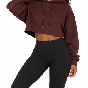 Sudadera Corta con Capucha para Mujer, Logotipo Personalizado en la Parte Delantera, Sudadera de Forro Polar, 450 g/m², Informal, Resistente al Viento, Ecológica, Ropa Deportiva, OEM, ODM - Product Image 1