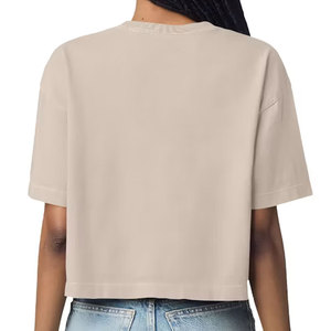 New Print <b>White</b> <b>Crop</b> <b>Top</b> T-Shirt Drop Shoulder Loose Fit Custom Sublimation Vinyl New Blank Cropped Tee Shirt - Product Image 5