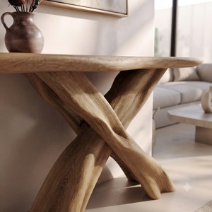 Handgefertigter Monkey Pod Massivholz Konsolentisch mit Gebogenem Design im Modernen Zeitgenössischen Stil für Wohnzimmer - Product Image 4