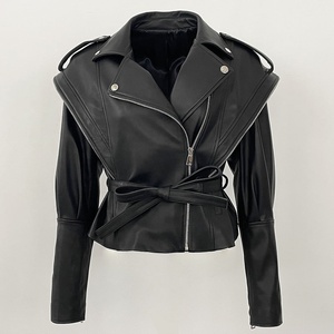 New Design Oem Soft Women Leather <b>Jacket</b> Soft Leather best Material Anti-wrinkle Quick Dry Anti-pilling Women Leather <b>Jacket</b> - Product Image 4